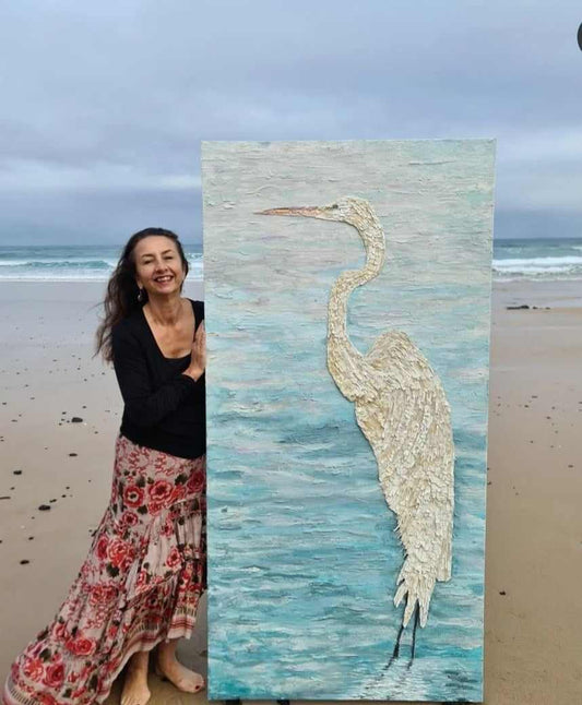 Great White Egret Original Artwork by Helen Bellino